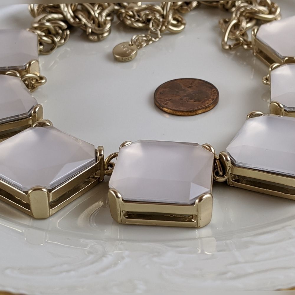 Loft Clear Square Gold Tone Statement Necklace - image 1